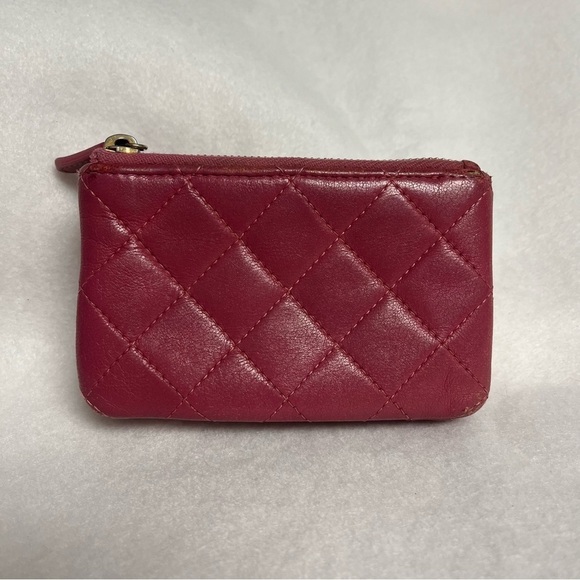 CHANEL Pink Flap Lambskin Leather Snap Card Holder Double Pocket Zip GHW - Picture 5 of 16